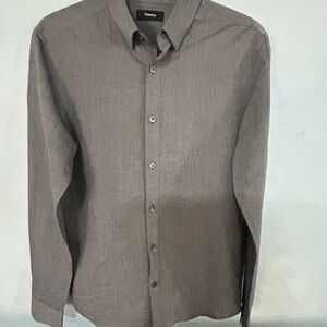 Theory Men's Charcoal Button Down Shirt